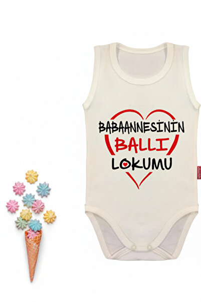 Babix Unisex Baby Cream Grandma's Honey Delight Printed Bodysuit with Snap Fa...