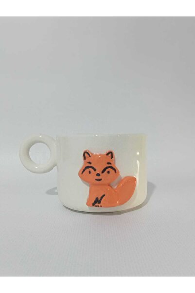 Zümrüdüanka Seramik Fox Embossed Handmade Ceramic Mug