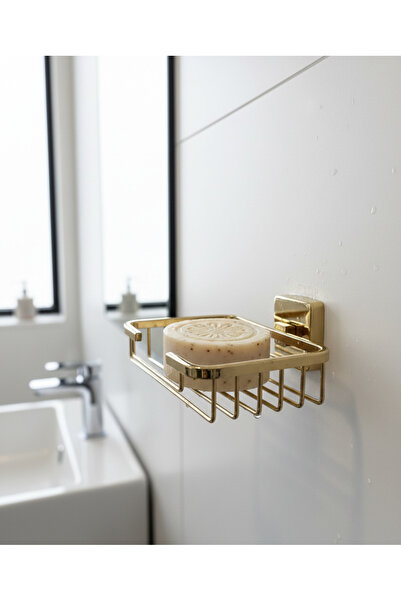 EMFA AKSESUAR حامل صابون ذهبي - حامل صابون فاخر من السلك الذهبي مصنوع من النح...