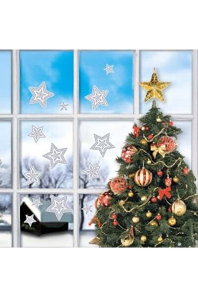 IRO Christmas Decorative Stickers Silver Stars 29 x 50 cm