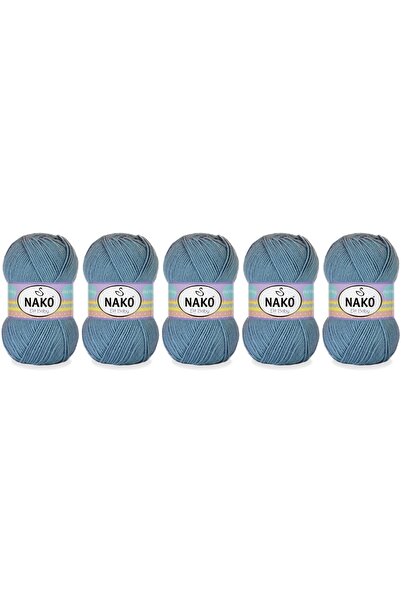 NAKO Elit Baby Anti-Pilling Hand Knitting Yarn 100 Gr 5 Pieces Color 1986 Denim Blue