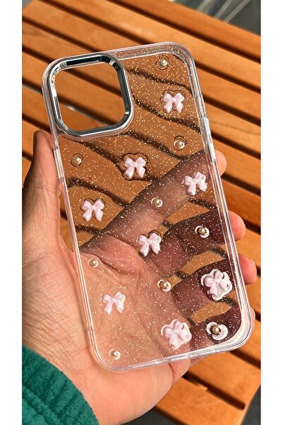 EDELFU iPhone 14 Pro Max - Transparent Glitter Tulip Pattern Cover with Camera Protrusion Shiny Case