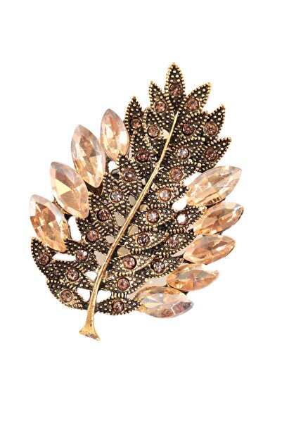 KEEBA Sonbahar yaprağı broş Elmas Kesim Gold Dallı Kristal Taşlı Kadın Yaka i...