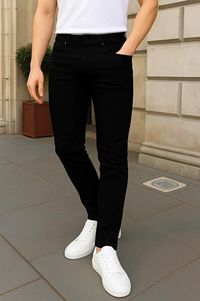 comstar Men's Cotton Skinny Black Jeans