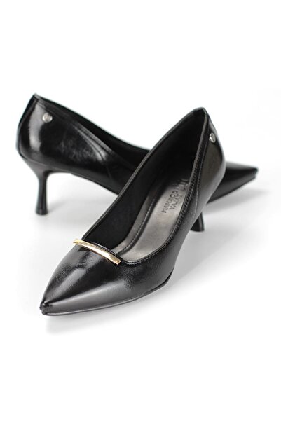 Gökhan Talay Sasha Flexible Soft Non-Slip Sole (4 cm) Black Patent Leather Thin Bar Buckle Women's Heeled Footwear