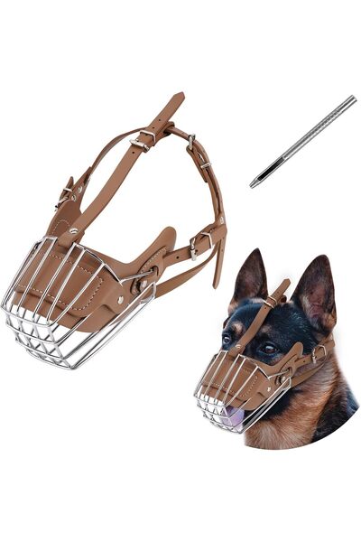Pasha Pet Metal Deri Köpek Ağızlığı XL - 38 cm
