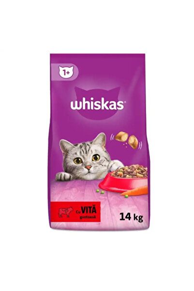 Whiskas , Dry food for adult cats with Beef, 14kg