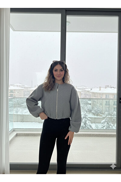 mooishan Novel Double Pocket-Zippered Cashmere Bomber Jacket