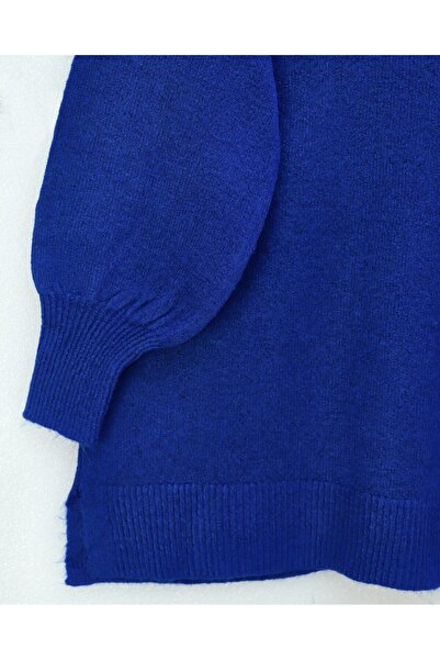 Modamorfo Round Neck Balloon Sleeve Casual Knitwear Sweater - Cobalt