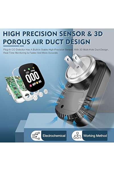 OEM 3-in-1 Gas Detector, Set of 2 (Electrochemical Sensor, Black)