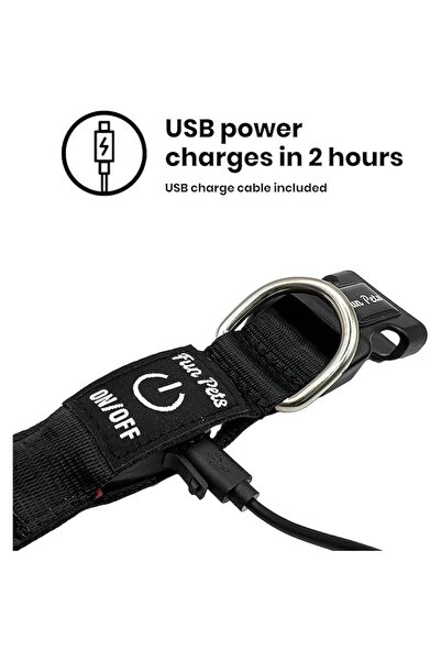 OEM Fun Pets LED Dog Collar, USB Rechargeable, High Visibility, Weather-Resistant, Adjustable, Green, S