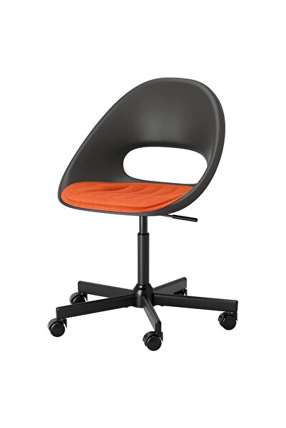 IKEA çalışma sandalyesi, koyu gri-turuncu, minderli