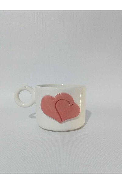 Zümrüdüanka Seramik Heart Embossed Handmade Ceramic Mug