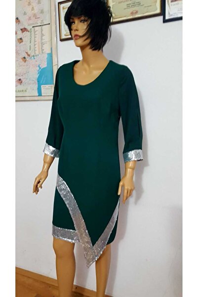 GIONI CONF V-neck evening dresses with silver sequined edges