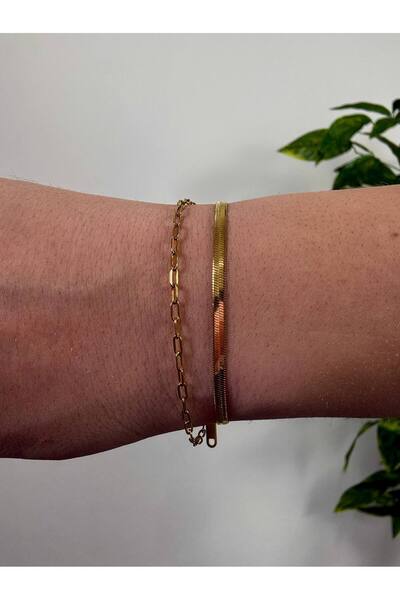 Arvens Gold Chain Men's Double Bracelet Women's Stainless Steel Unisex Tarnish-Free Colorfast Combinable