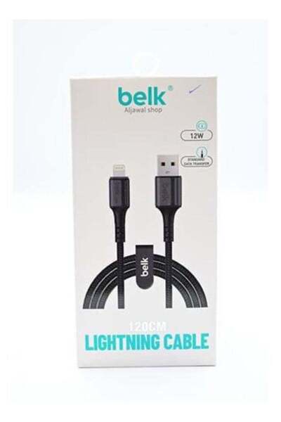 Belk كابل USB-A إلى Lightning بطول 120 سم، شحن سريع ونقل بيانات 12 وات، أسود