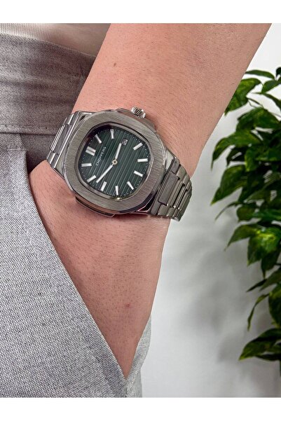 Arvens Vintage Green Dial Steel Men's Wristwatch Stainless Steel Band Sturdy Steel Case Does Not Lose Color
