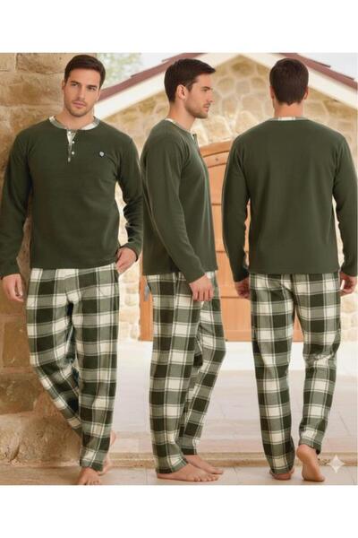 Akasya Men's Pocketed Winter Fleece Pajamas Set 2252P