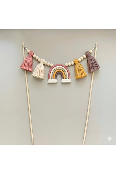 Nilsu Tasarım Ornament de perete macrame curcubeu FĂRĂ BĂȚ Breloc