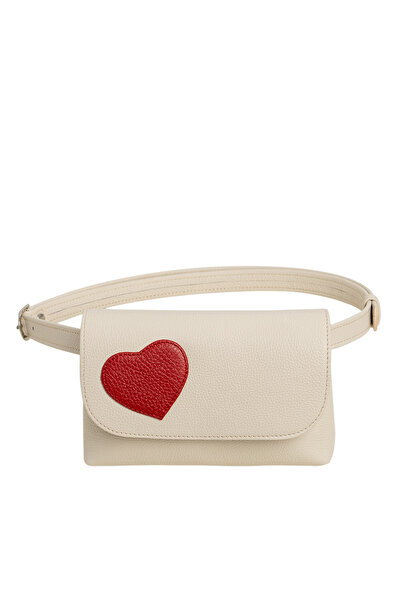 LAURA OLARU TRIA Cream Tote Bag With Heart