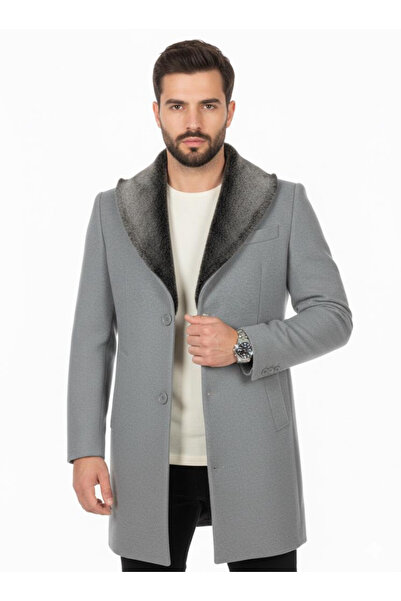 Plus Scorpion Men's Elegant Coat with Fur Collar