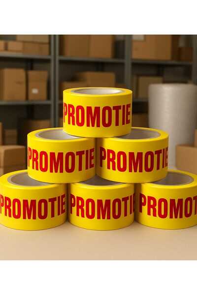 OEM Pack of 6 Rolls Yellow Silent Adhesive Tape Printed 'PROMOTIE'
