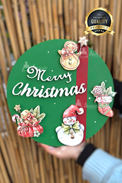 AVANGART ATÖLYE زخرفة باب خشبية بتصميم عيد الميلاد - عيد ميلاد سعيد