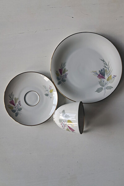 Bavaria Tirschenreuth, Dec. Hackefors Vintage Coffee Cup Set 3 Pieces 100 ml