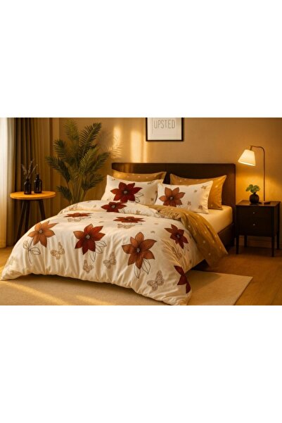 Casa Pucioasa Finet cotton bed linen set, 6 pieces – floral motifs with butte...