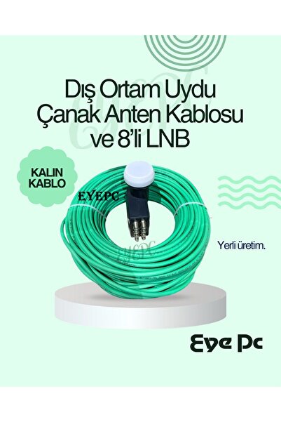 NcpLine 100 METRE DIŞ ORTAM DAYANIKLI YEŞİL RG6 U6 ÇANAK ANTEN UYDU KABLOSU +...