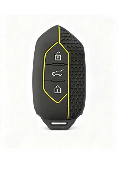 BARKAS ELEKTRONİK غطاء حماية مفتاح بثلاثة أزرار متوافق مع Togg T10X، نمط قرص العسل مع خطوط صفراء