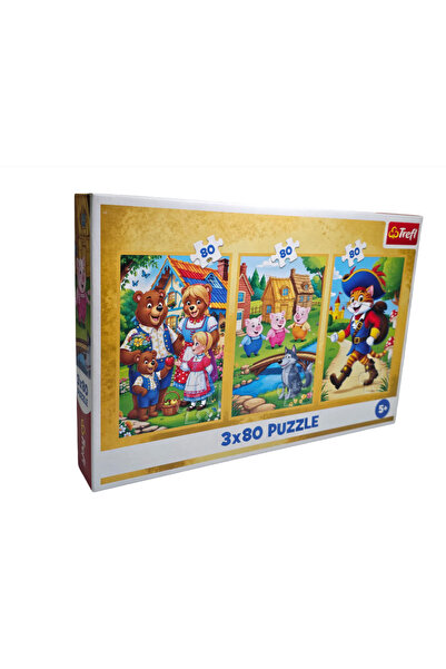 OEM Puzzle Puss in Boots the 3 Little Pigs, 240 pieces, 3 in 1, 18x27.5 cm packaging, educational game