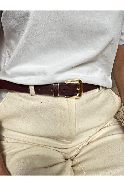 Eksibir Gold Tokalı Kahverengi Kadın Kemeri Elbise Kemeri Pantolon Kemeri