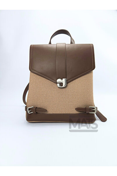 DSN Canvas Fabric Beige Tan Backpack