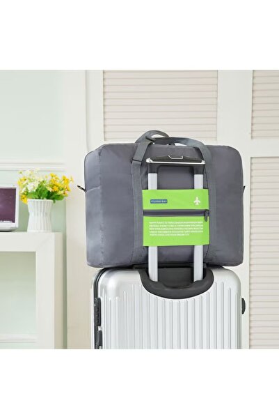 Generic Foldable travel bag, gray and green, 45x34x20 cm, lightweight, airplane design, for travel and trips