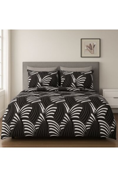 Casa Pucioasa Cotton Finet Bedding Set, 6 Pieces – Black and Gray Abstract, Modern, Elegant