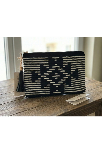 5Gen Tasarım حقيبة يد بنمط قبلي هندسي متعرج، حقيبة يد، حقيبة يد، مصنوعة يدويً...