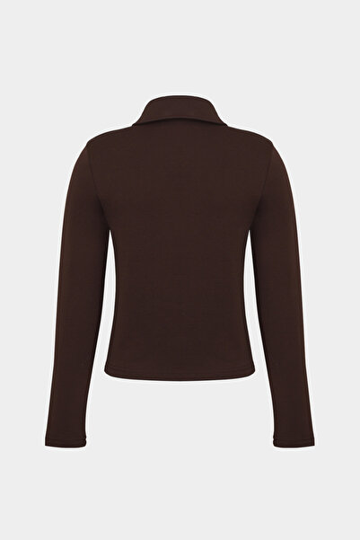 Açelya Okcu Premium Polo Neck Shoulder Pad Detailed Cotton Fit T-Shirt