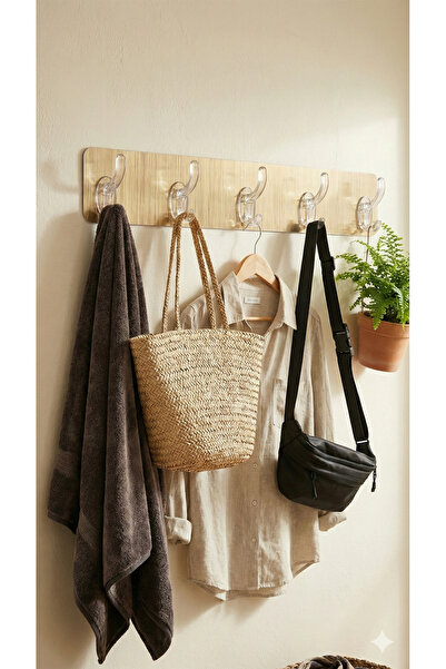 Hagen 5'li Askılık Elbise Askısı Kolay Montaj Yapıştırmalı Askılık Duvara Yapıştırma