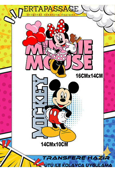 ErTaPassage Minnie Mouse Ütüyle DTF Transfer Deseni Kumaş, Tişört, Çanta İçin...