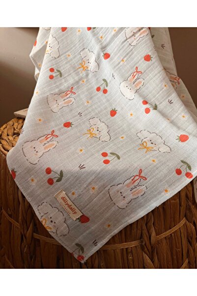 DillyDally Müslin Bebek Battaniyesi-Çok Amaçlı Örtü-Düz Kenar-%100 Pamuk (100x100cm)