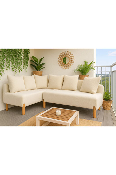 LOTUS PORT Köşe Takımı Gri Peluş Kumaş