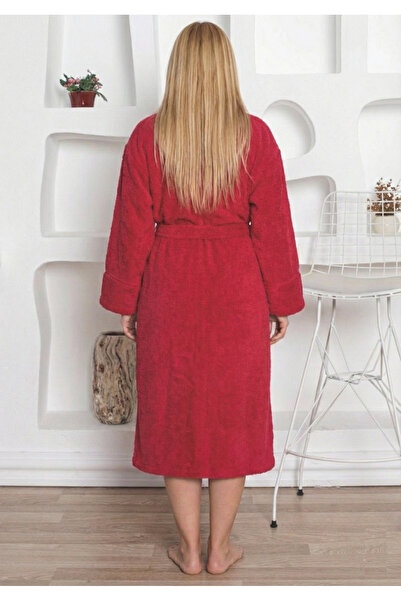 embody Ladies' dressing gown, cocolino soft-polar, fluffy, with drawstring, red 9000