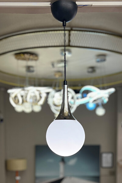 MINIMAL ETICARET VE BILGI TEKNOLOJILERI Rains ONE Silver Chrome BEYAZ Cam Avize