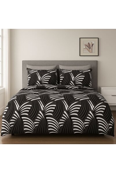 Casa Pucioasa Cotton Finet Bedding Set, 6 Pieces – Black and Gray Abstract, Modern, Elegant