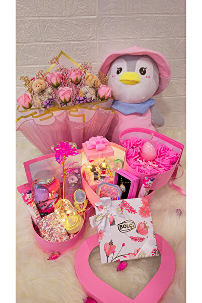 Laydy Collection Sevimli Penguen Gösterişli büyük set / yılbaşı / sevgiliye L...