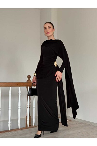 YK FASHION Gold Detaylı Lost Elbise