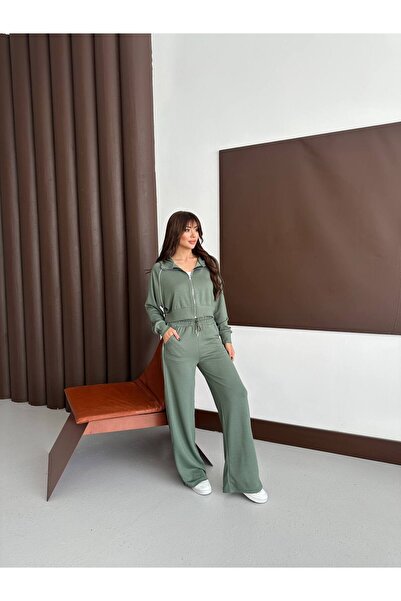 LOQFashion طقم بغطاء للرأس من قماش مودال بأكمام راجلان موديل حواف أسطوانية