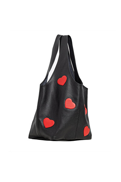 LAURA OLARU Black SACK Bag With Red Hearts