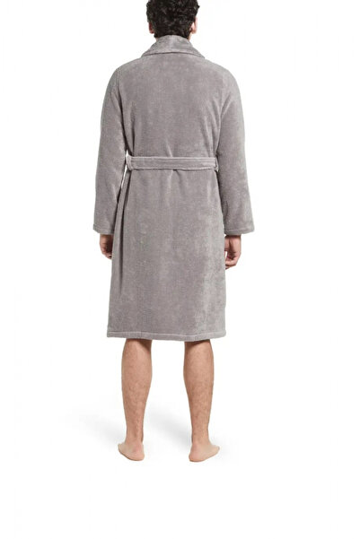 embody Men's cocolino dressing gown, soft and fluffy material, with pockets, grey
